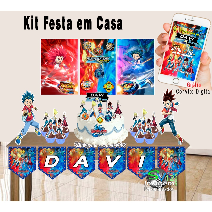 Beyblade Festa Kit Festa Personalizado para Decoração de Aniverário Topo Painel Envio Rápido