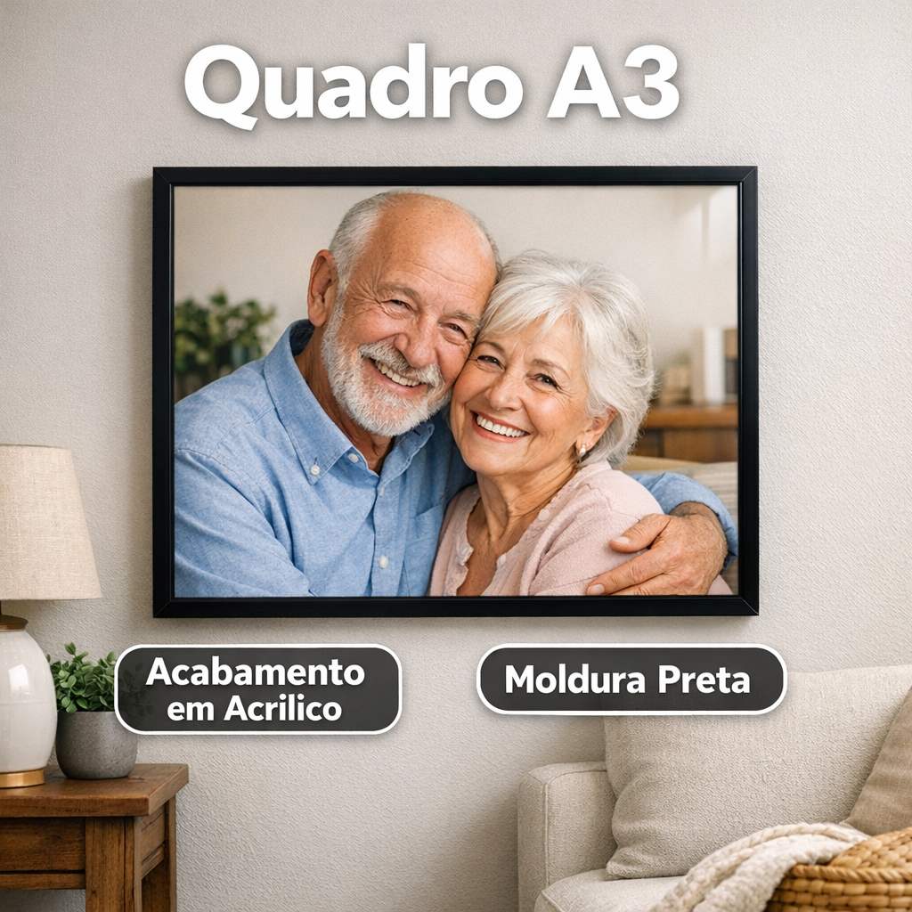 Quadro Personalizado Em Vinil Com Moldura Preta Decoração