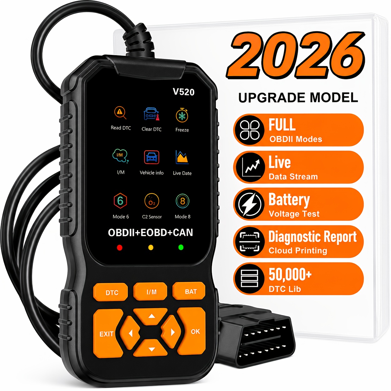 V520 Obd2 Scanner Heavy Duty Car Truck Suv Ferramenta De Diagnóstico Leitor De Código Dados Ao Vivo I/m Pronto 1996 E Po