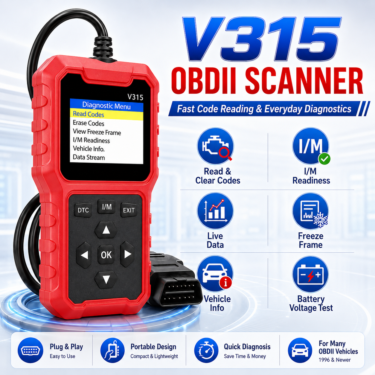 OBDII Scanner Leitor De Código De Falha Do Motor Ferramentas De Reparo De Diagnóstico De Teste De Dados Ao Vivo Para Car