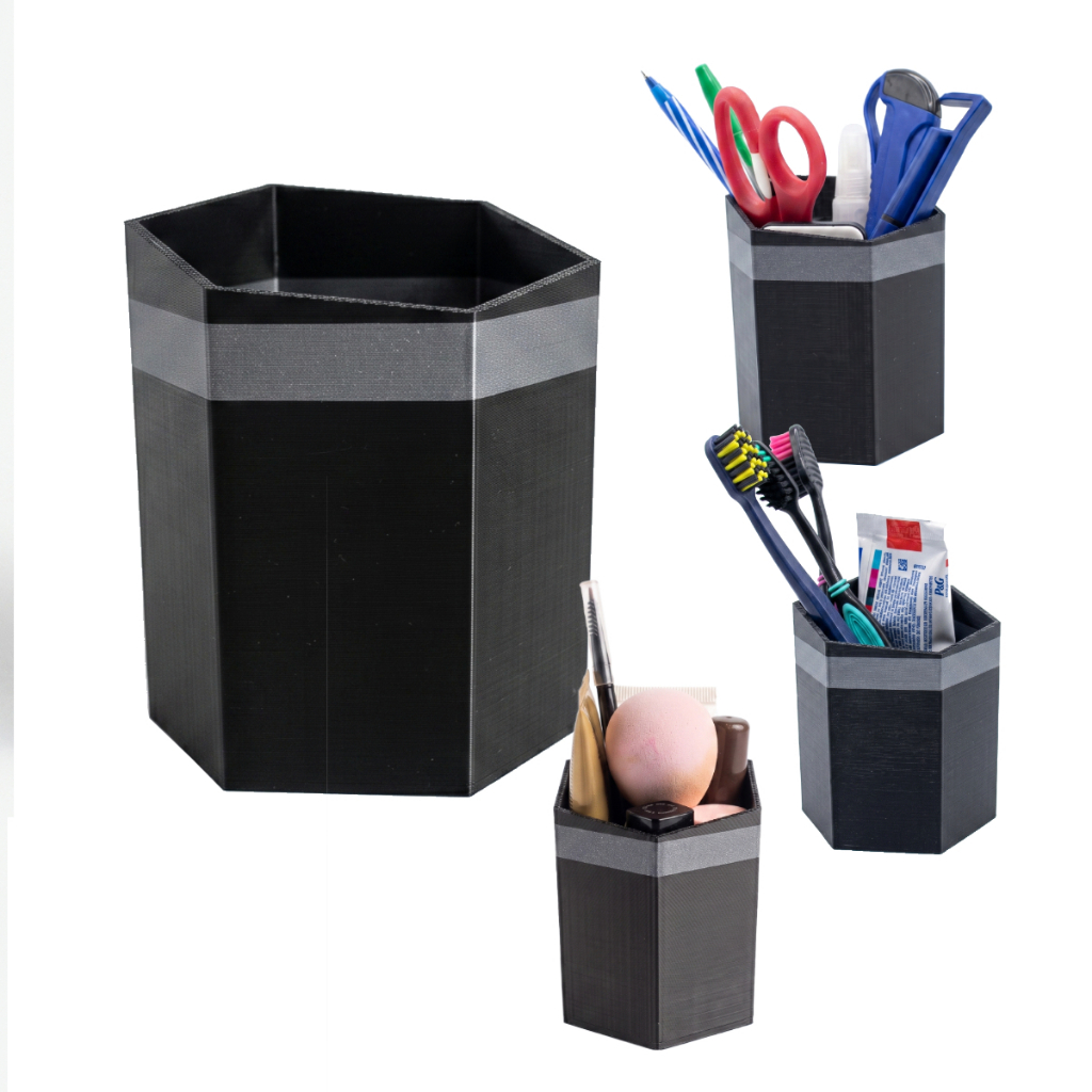 Kit 3 Organizadores de Mesa Multiuso Estiloso Para Maquiagem Canetas Escovas Muito Espaço