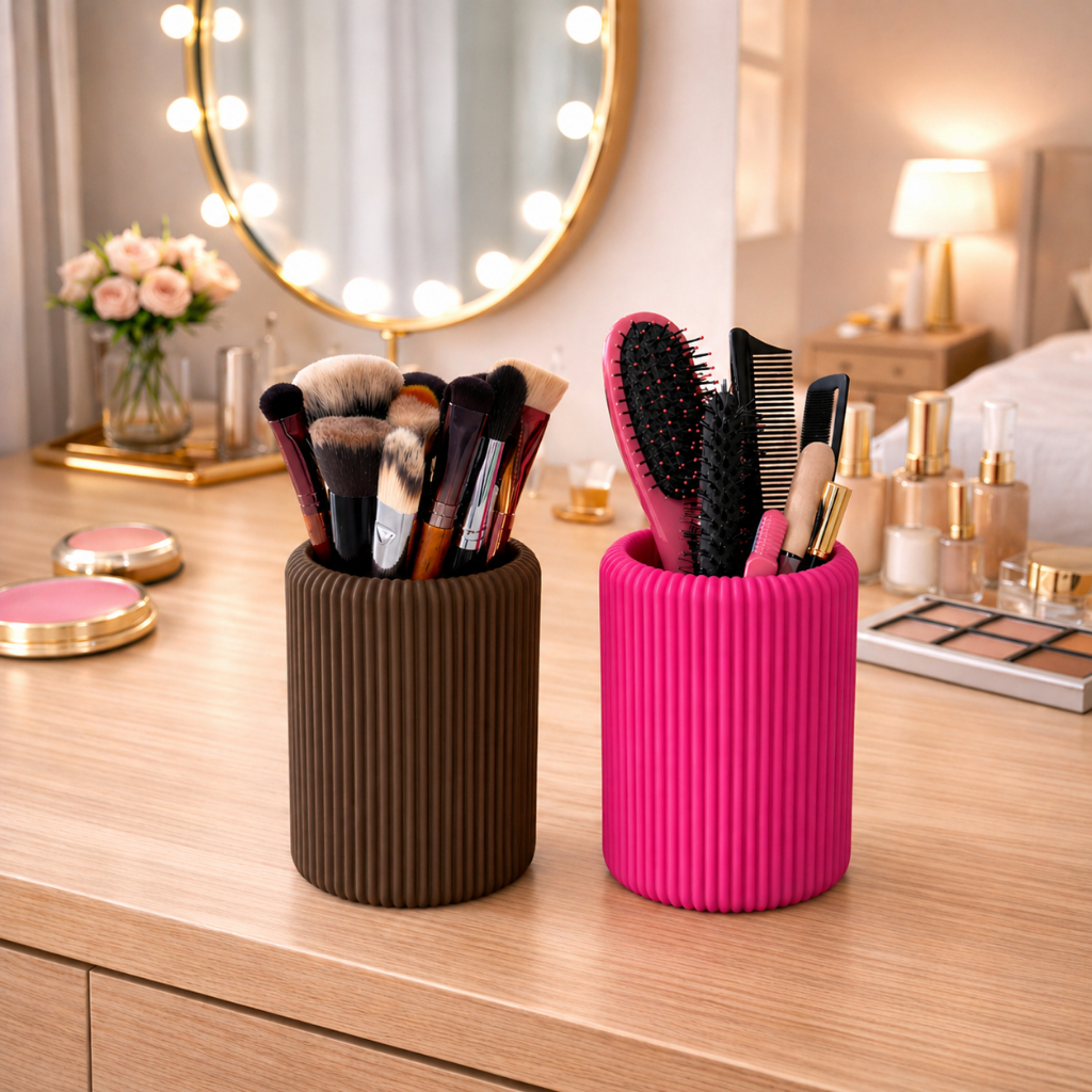 Kit Organizador Mesa e Penteadeira Porta Pincel Maquiagem Canetas Escovas | Banheiro Design Moderno