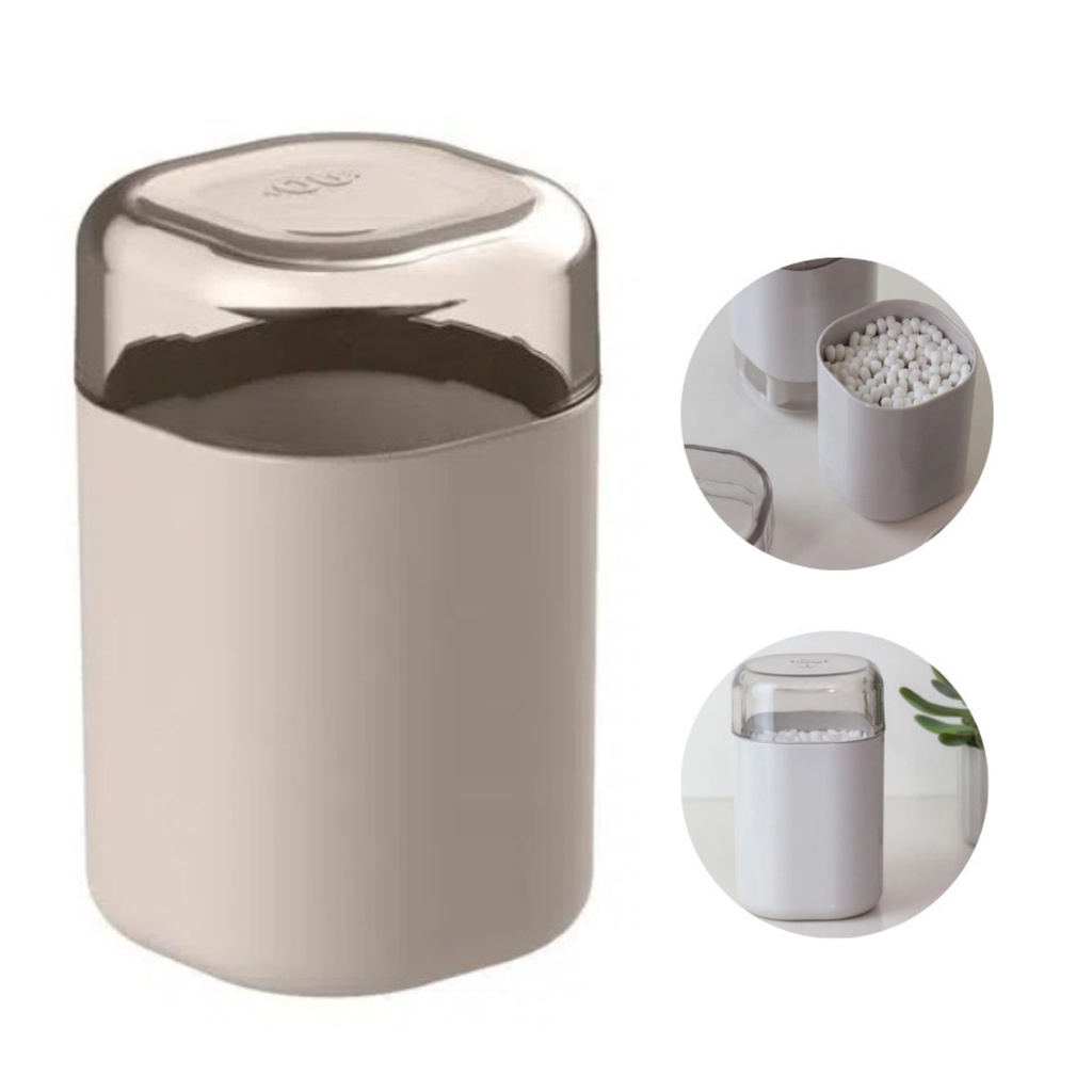 Porta Algodão E Cotonete Multiuso Maquiagem Escova Dual