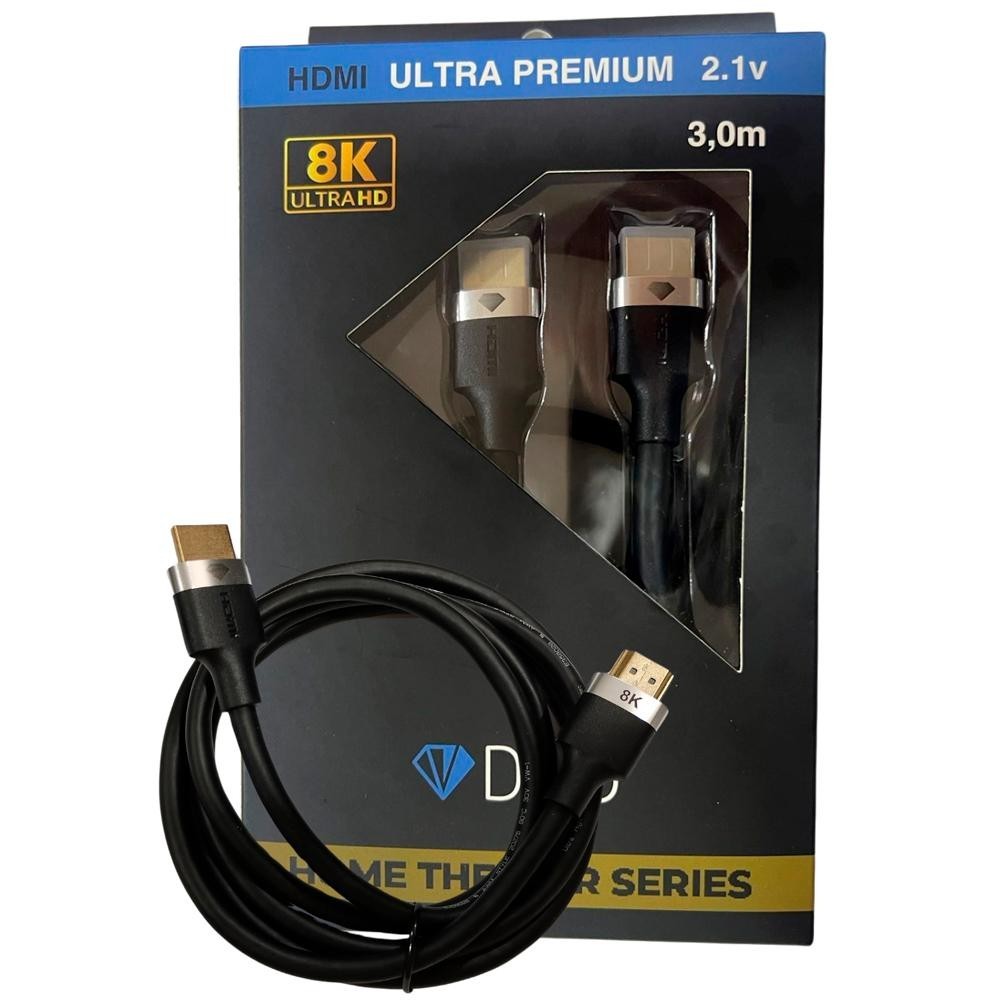 Cabo HDMI 2.1 8K/4K Diamond Cable DMD HT-4020 1,8 Metros Ultra Premium