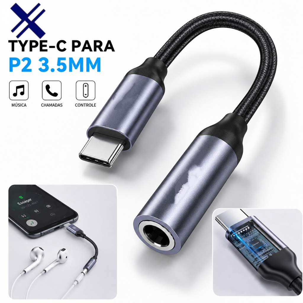 Type-C to 3.5mm Headphone Adapter Cable Compatible with Samsung Xiaomi – USB-C Mobile Phone Audio