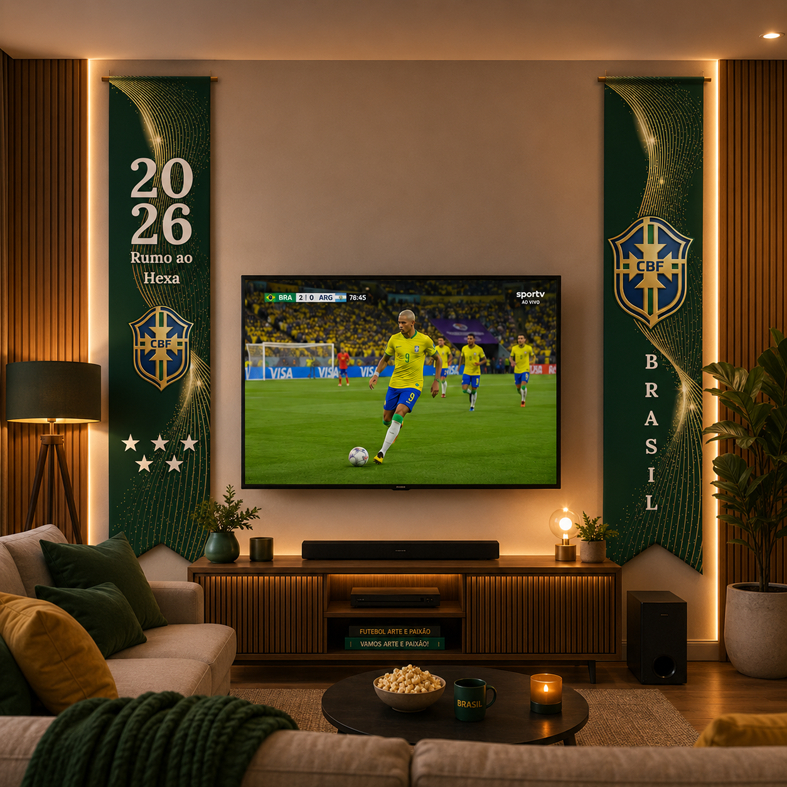 Kit 2 Faixas Premium Brasil Decoração Unica Exclusiva Peças Painel Vertical Copa 2026