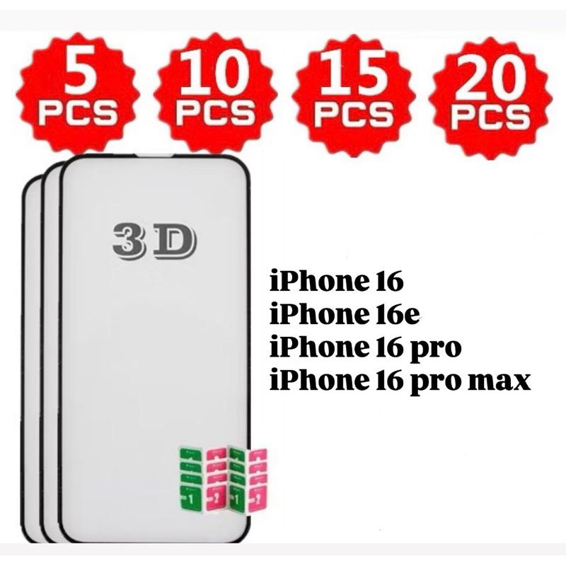 Kit 5/10/15/20 PCS Pelicula 3D Vidro para IPhone 16/16e/16Pro/16Pro Max