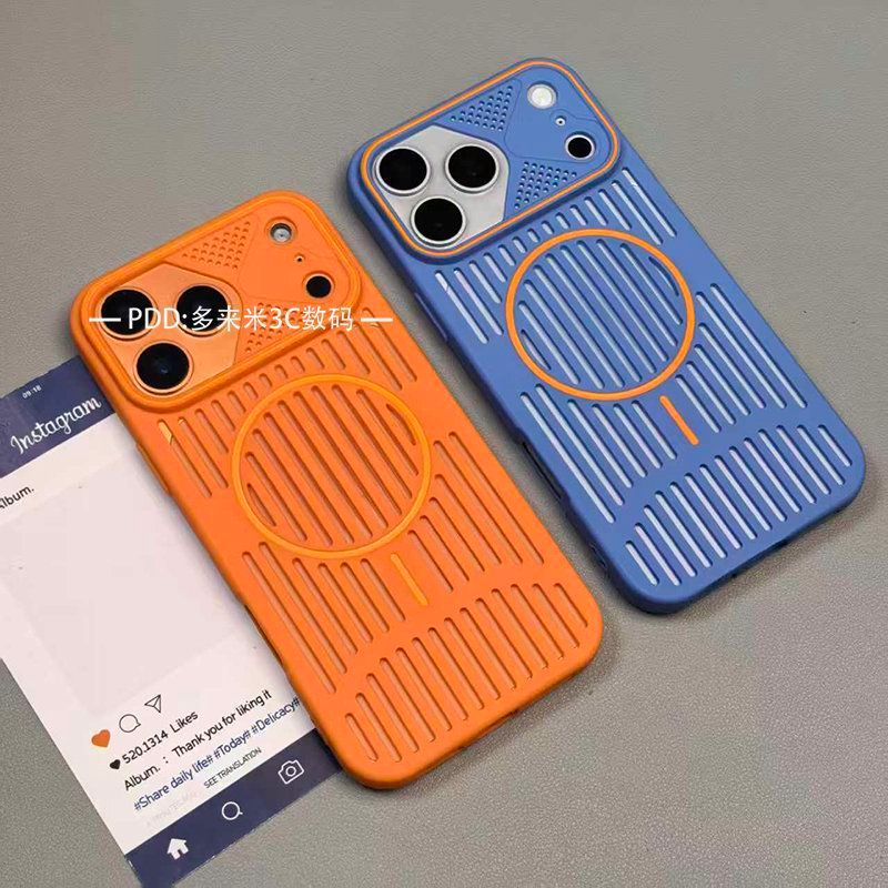 Capa para iPhone 17 Pro Max com moldura 17pro vazada para dissipação de calor e anel magnético decorativo, 16pro sem atr