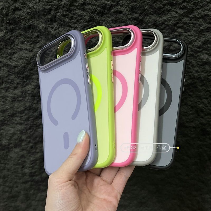 Capa para iPhone Air Phone Matte Magnética 17 Pro Max com Estrutura de Metal 16Pro, Capa Antichoque com Grande Abertura