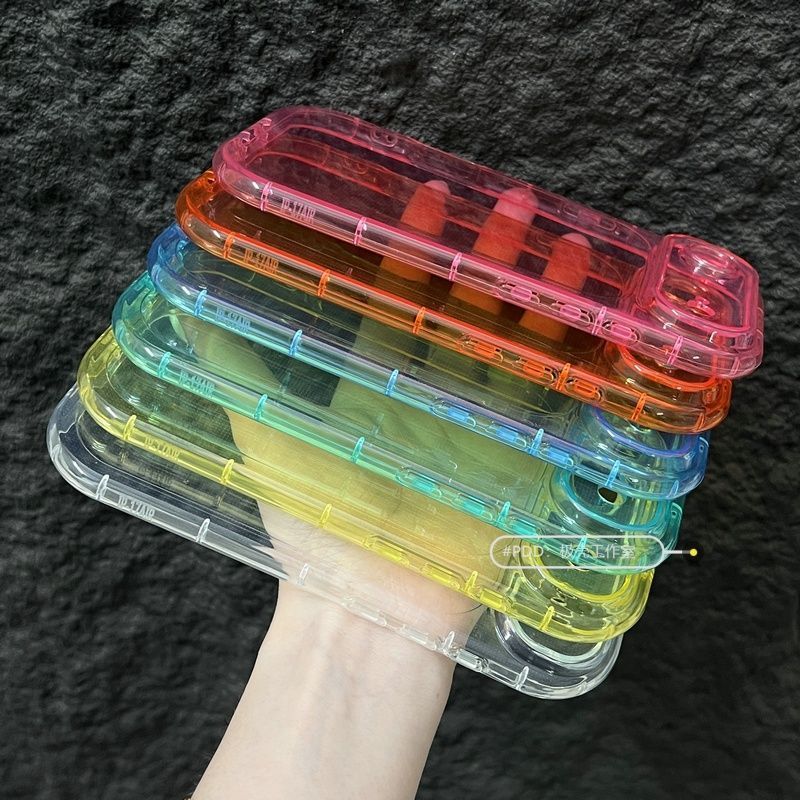 Capa para iPhone Air Phone Case Dopamine 17 Pro Max Rainbow Bread 16Pro Transparente com Almofada de Ar TPU Macia