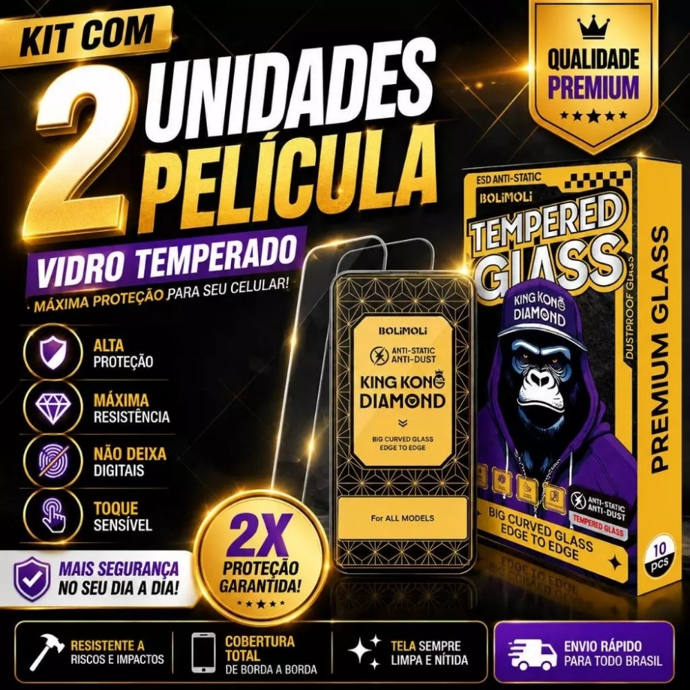 Kit 2un Película De Vidro Temperado 3D Premium transparente  iPhone16, Iphone16plus,16pro e 16promax