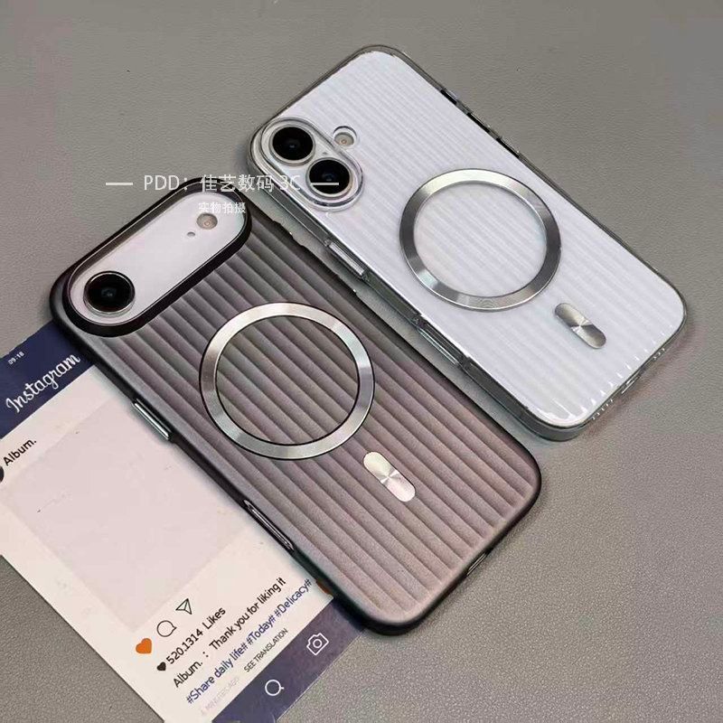 Capa para iPhone Air Phone, novo modelo para 17 Pro Max, pintura metálica, textura corrugada, sucção magnética, 16pro, l