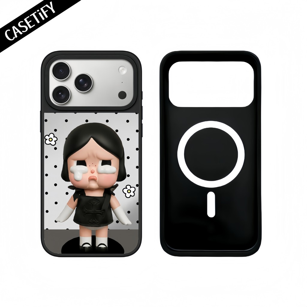 Capa de celular magnética com espelho e estampa de garota bebendo leite para iPhone 17 Pro Max 17Air 16Pro Max 15 14 13