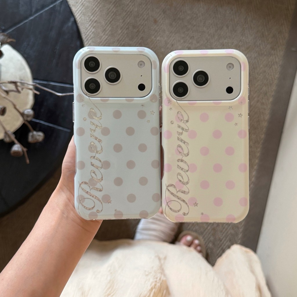 Capa de Telefone com Padrão de Bolinhas Azul em Estilo Coreano para iPhone 17 Pro Max 17 16Pro Max 15 14 13, Capa à Prov