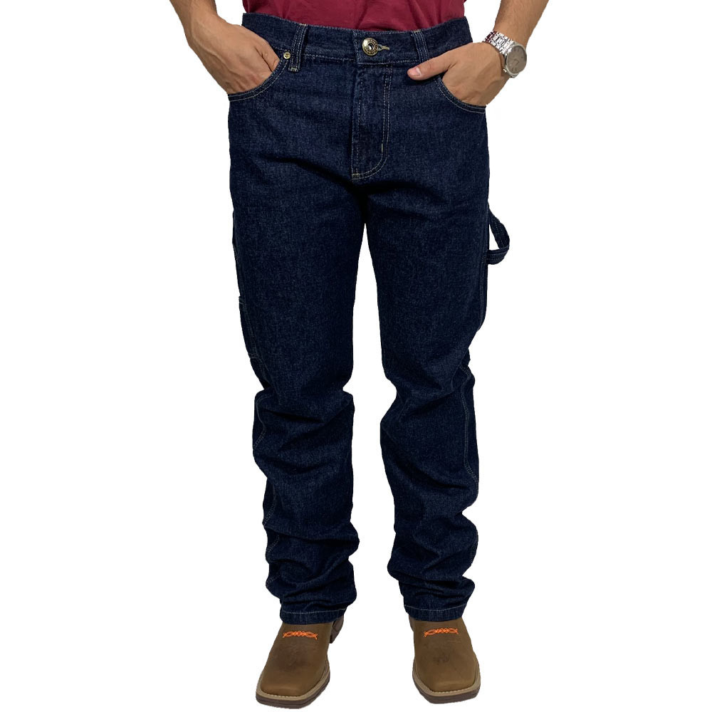 Calca Azul Escura Jeans Carpinteiro 100% Algodao Pura Raca