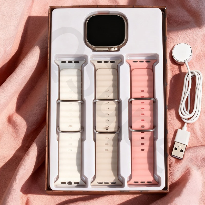 kit 3 Em 1 Relógio Inteligente AMOLCD Digital Feminino Smartwatch Calculadora , 2.02 