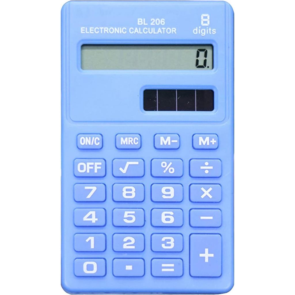 Calculadora Digital Mini de Mesa Azul, Básica e Padrão, Alimentada por Energia Solar, Calculadora Inteligente de Tamanho