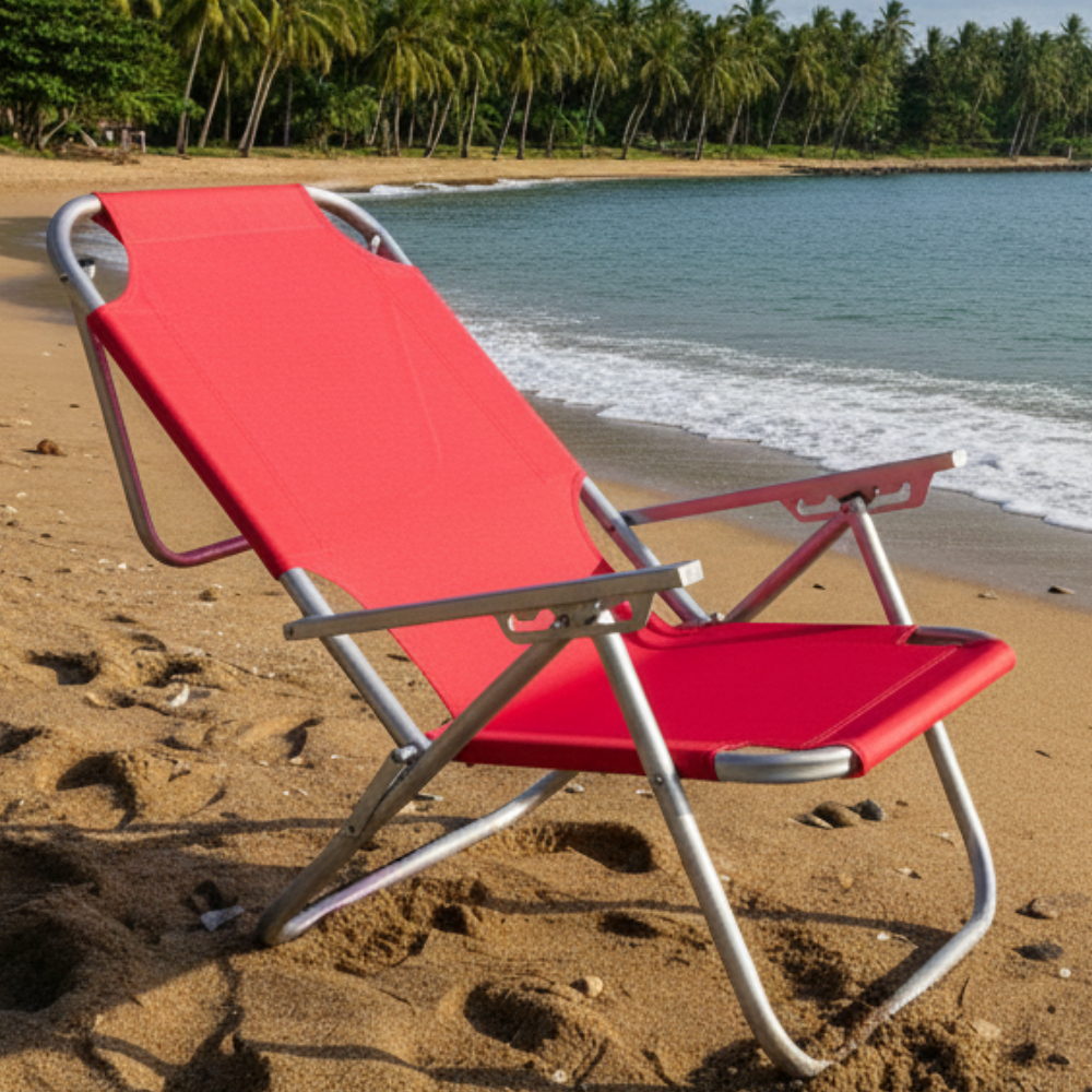 Cadeira de Praia Alta Reclinavel Mega Resistente Extra Grande Suporta até 180kg