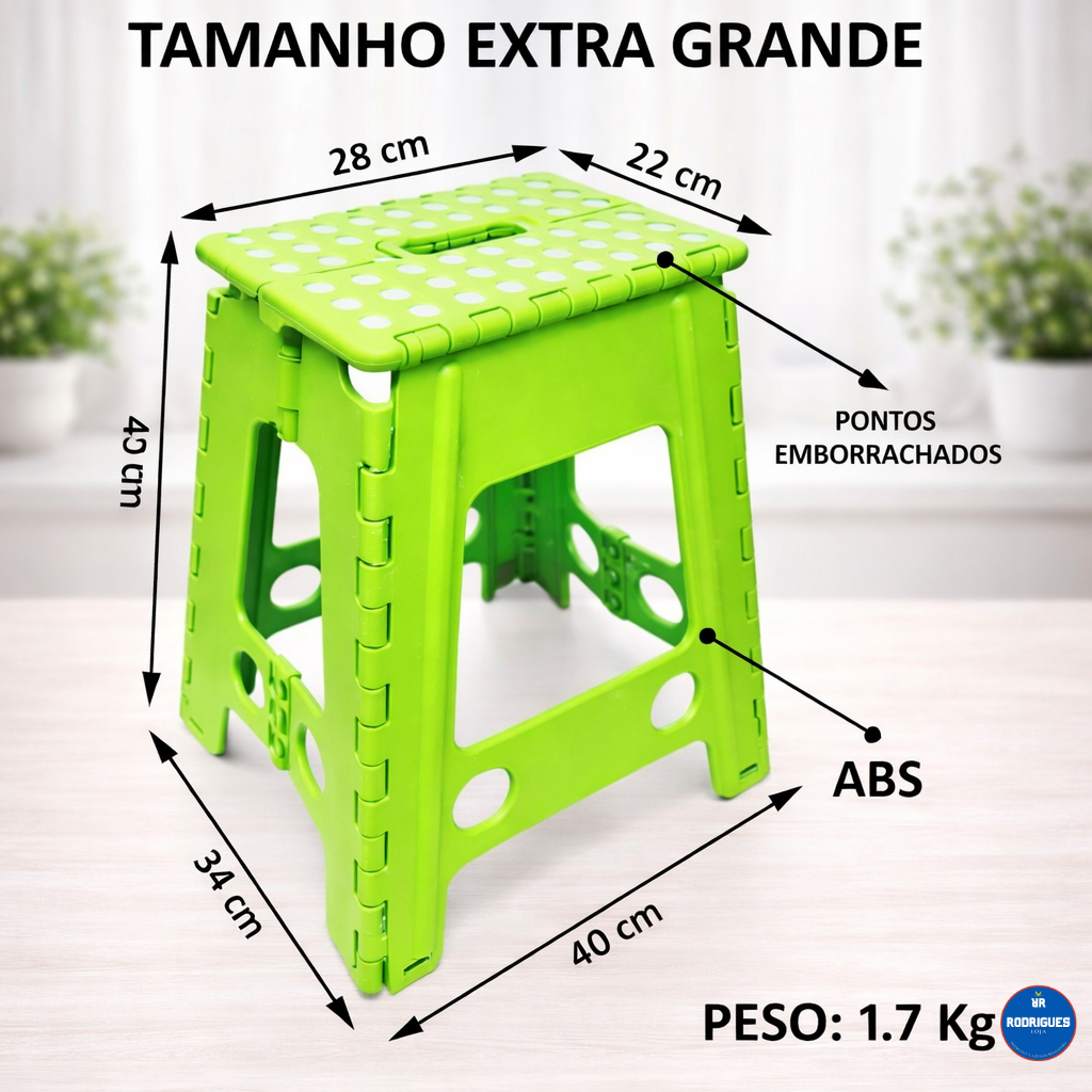 Banquinho Dobrável 45cm Extra Grande Até 160kg Com Alça