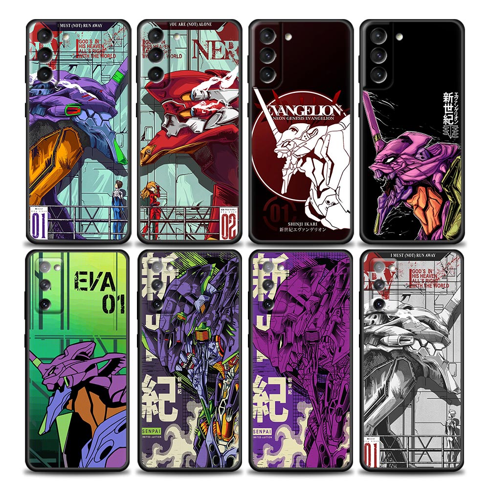 EVA Neon Genesis Evangelion Capa De Celular Para Samsung Galaxy S22 S8 S9 S10 Lite S10e S21 S20 FE Plus Ultra 4G 5G Preto Macio