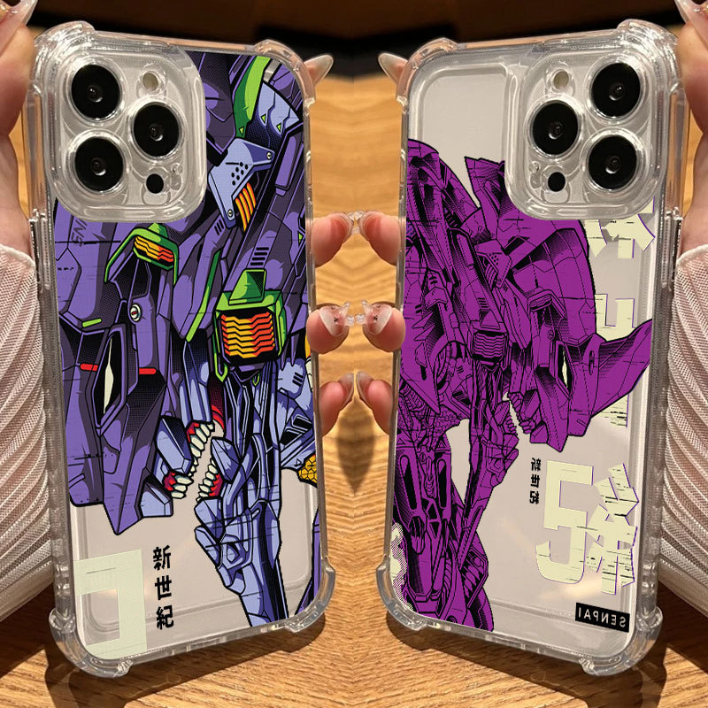 Quente Neon Genesis Evangelion EVA Filme Capa De Silicone Transparente Para iPhone 17Air 17 16e 16 15 14 13 12 11 Pro Max A