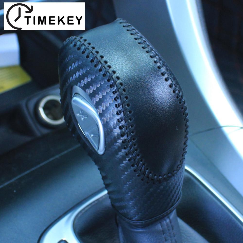 TKEY Capa De Botão De Mudança De Marcha De Fibra De Carbono Para Carro PU , Ford Focus EcoSport Escape Fusion C-Max Energi Wagon Fiesta L5V2