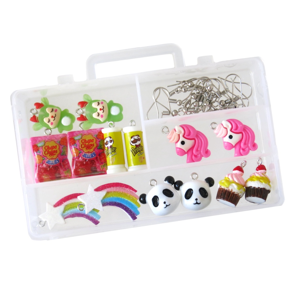 Kit Pingente Para Fazer Brinco Infantil Com Caixa 14 Brincos