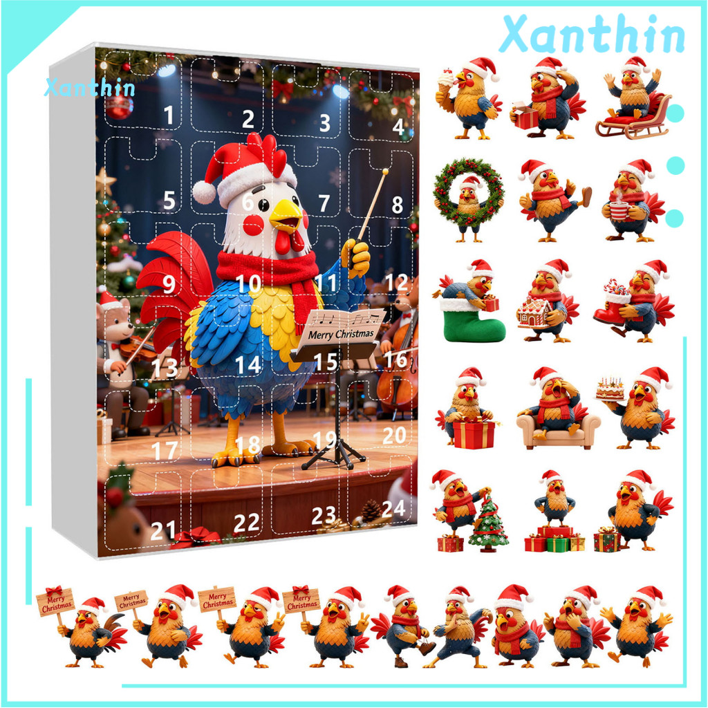 Advent Calendar for Kids Christmas Countdown 2025 Chick 24-day Box with Cute Happy Chicken Ornaments – Festive for