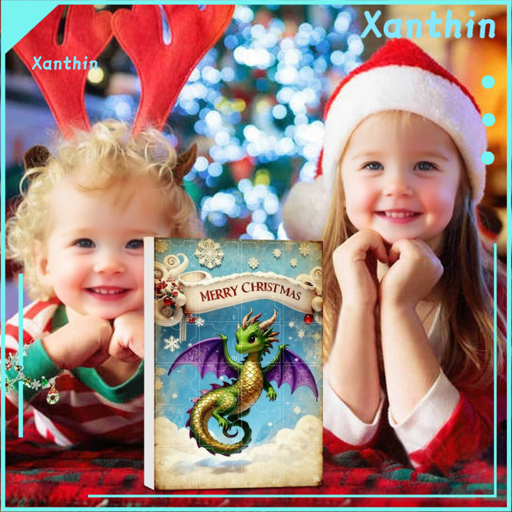 Christmas Countdown Decoration Advent Calendar for Kids 24-day Box with Cute Mini Flying Dragon Ornaments – Multifunct