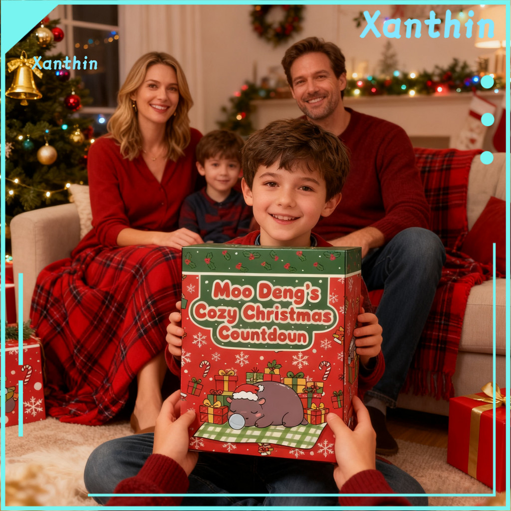 Christmas Gift for Family Moo Deng 24 Days Countdown Calendar Acrylic Advent Box with Surprise Ornaments – Festive Hol