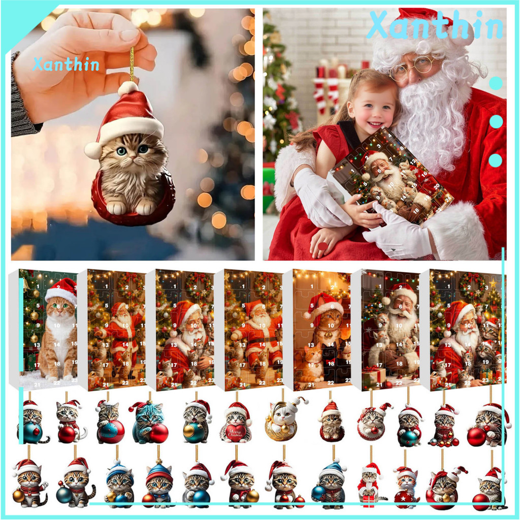 Advent Calendar for Kids Christmas Countdown Decoration 2025 with Cute Cat Ornaments – 24-day Box Unique for for South