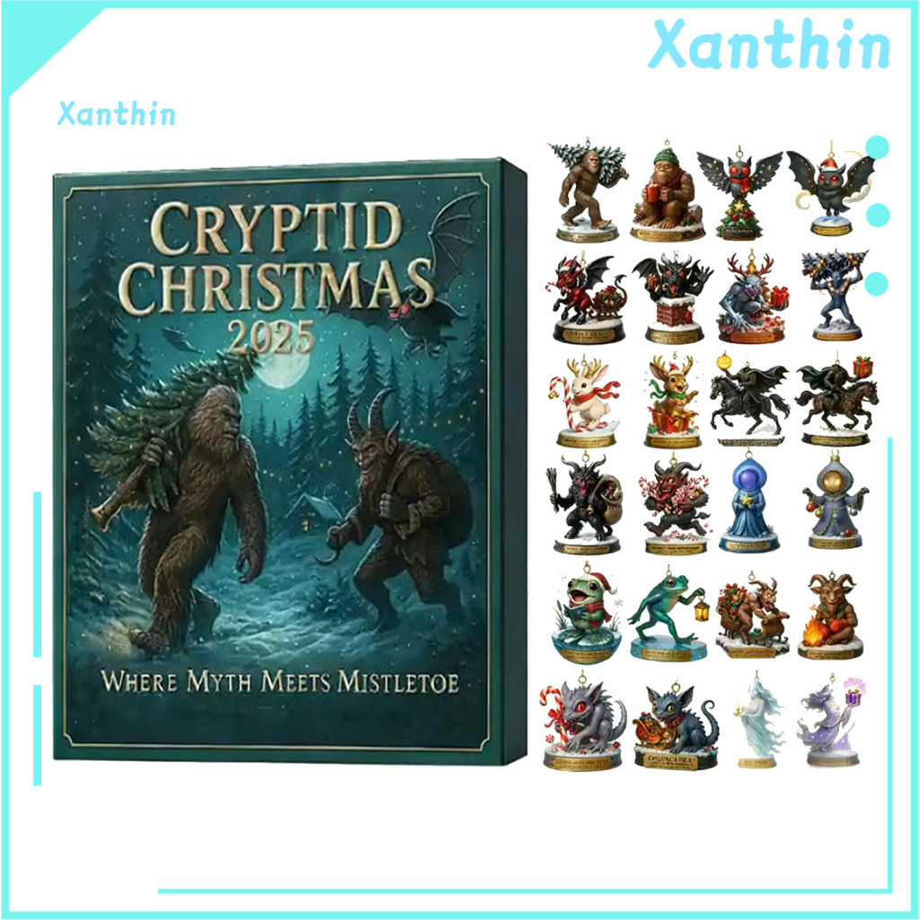 Christmas Countdown Calendar Mysterious Creature Advent Ornament 24 Days Box – Holiday Gift Set for Kids Family Festiv