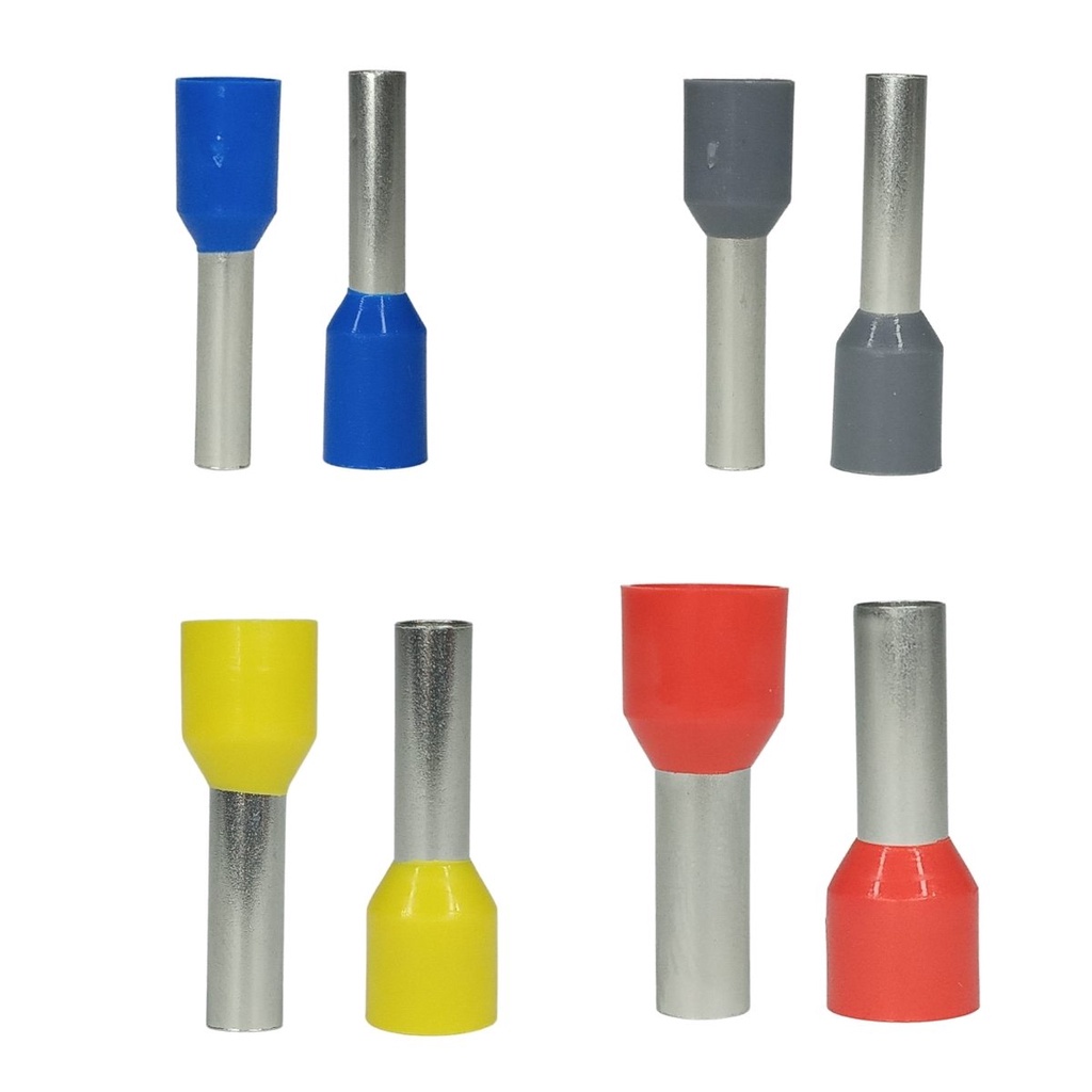 Kit Terminais Elétricos Ilhós Tubular 2,5mm Até 10mm 500 Pçs Conectores Tubo Tubolar Ilhos Pré Isolados Instalação