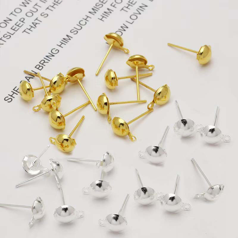Base para Brinco Metal - 4-8mm - 100-500 Pçs - Prata/Dourado - Artesanato