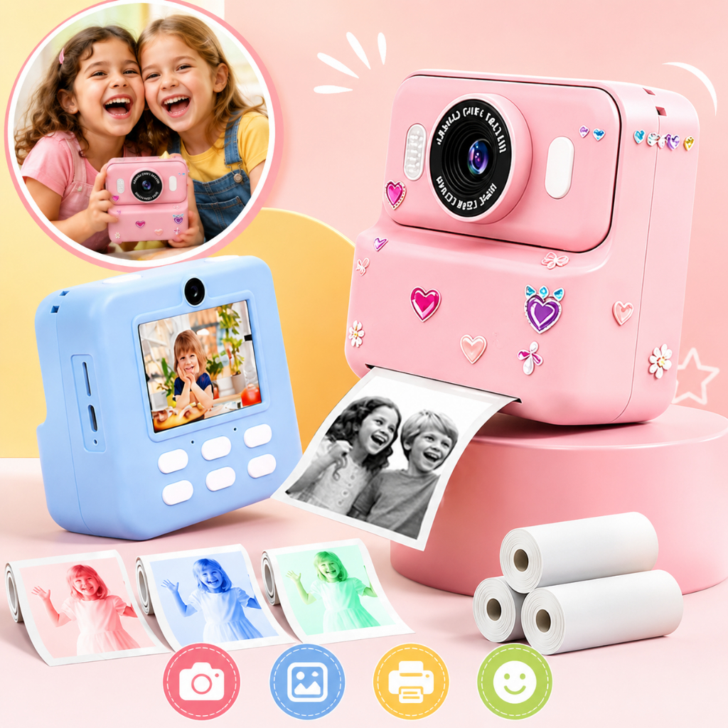 Câmera De Impressão Infantil HD 1080P Com Tela IPS De 2.4 
