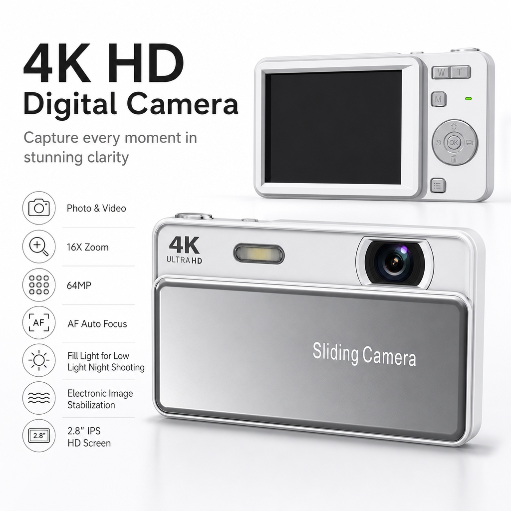 Câmera Digital 4K Ultra HD 64MP 2.8 