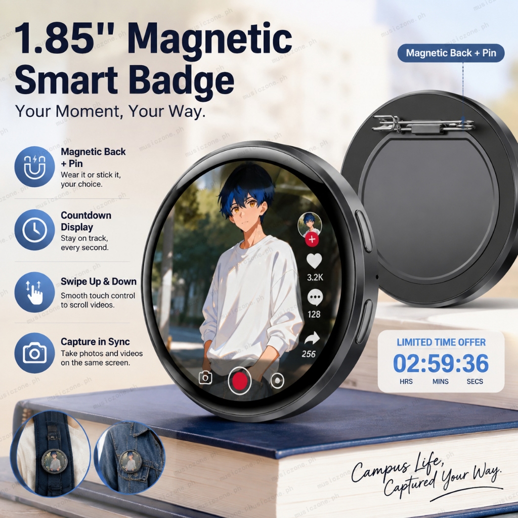 Crachá Digital Inteligente 1.85 Polegadas Tela IPS Anime DIY Display Pino , Imagem Personalizada Emblema , Clipe Traseir