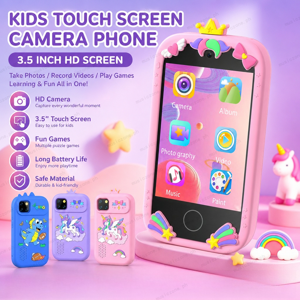 Multifuncional Crianças Tela De Toque Câmera Telefone HD IPS Brinquedo Digital MP3 Leitor Música Jogo Quebra-Cabeça Educ