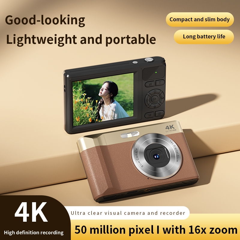 Câmera Digital 4K Para Fotografia , Compacta De Ponta E Tiro De 50 Mp Com Zoom 16X LED De Tela IPS De 2.8 