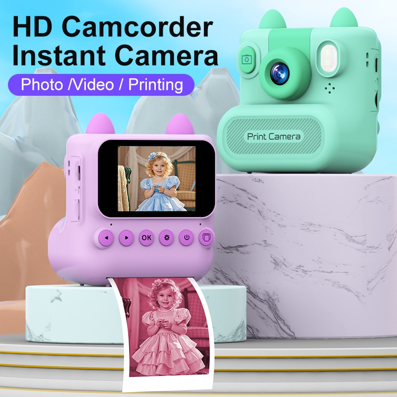 Crianças Impressão Instantânea Câmera Digital 48MP HD 1080P 2.4 Polegada Tela IPS Com Luz De Preenchimento Adesivo Filtr