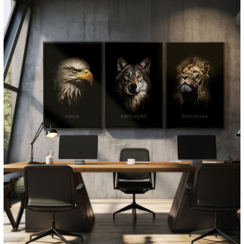 Quadro Disciplina Execução E Foco Quadro Decorativo Com Moldura Escritório Quadro Motivacional Trio