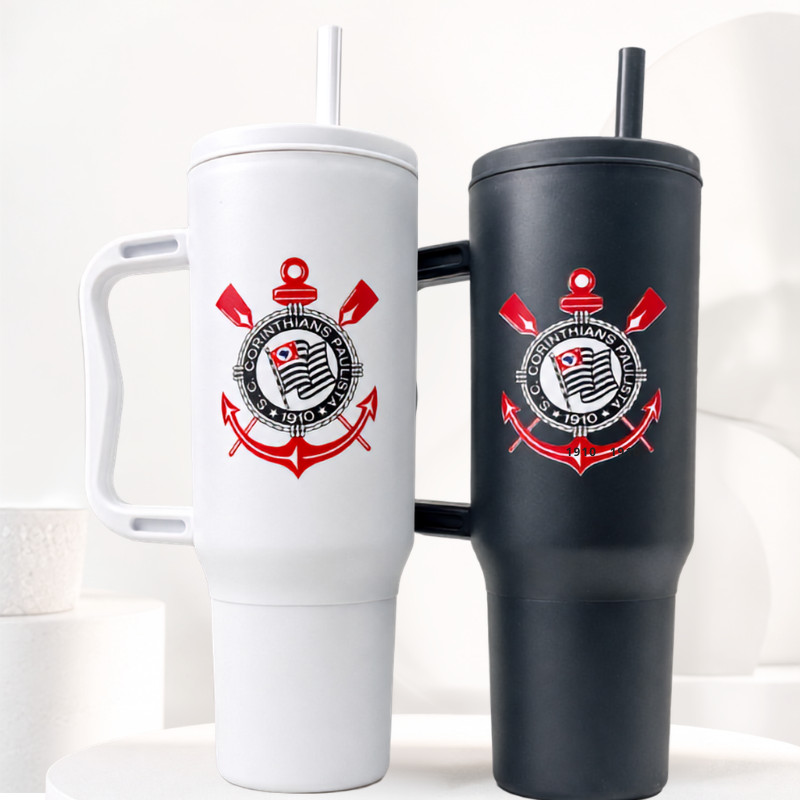 Copo com Canudo Corinthians 1200ml Em Policarbonato Sport Club Corinthians Paulista