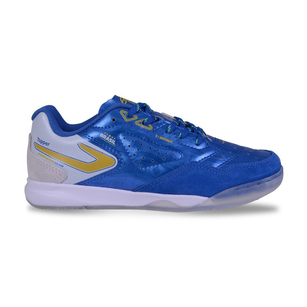 Chuteira Topper Dominator Club V 82 Futsal Azul Branco Masc