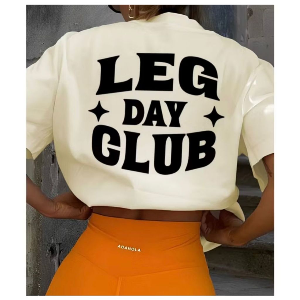 Camiseta Estampada Leg Day Club Moda Fitness Casual Aesthetic