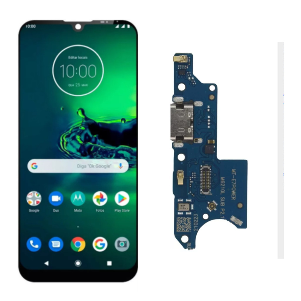 Tela Frontal Display Lcd Para Moto E7 Power + Placa de Carga