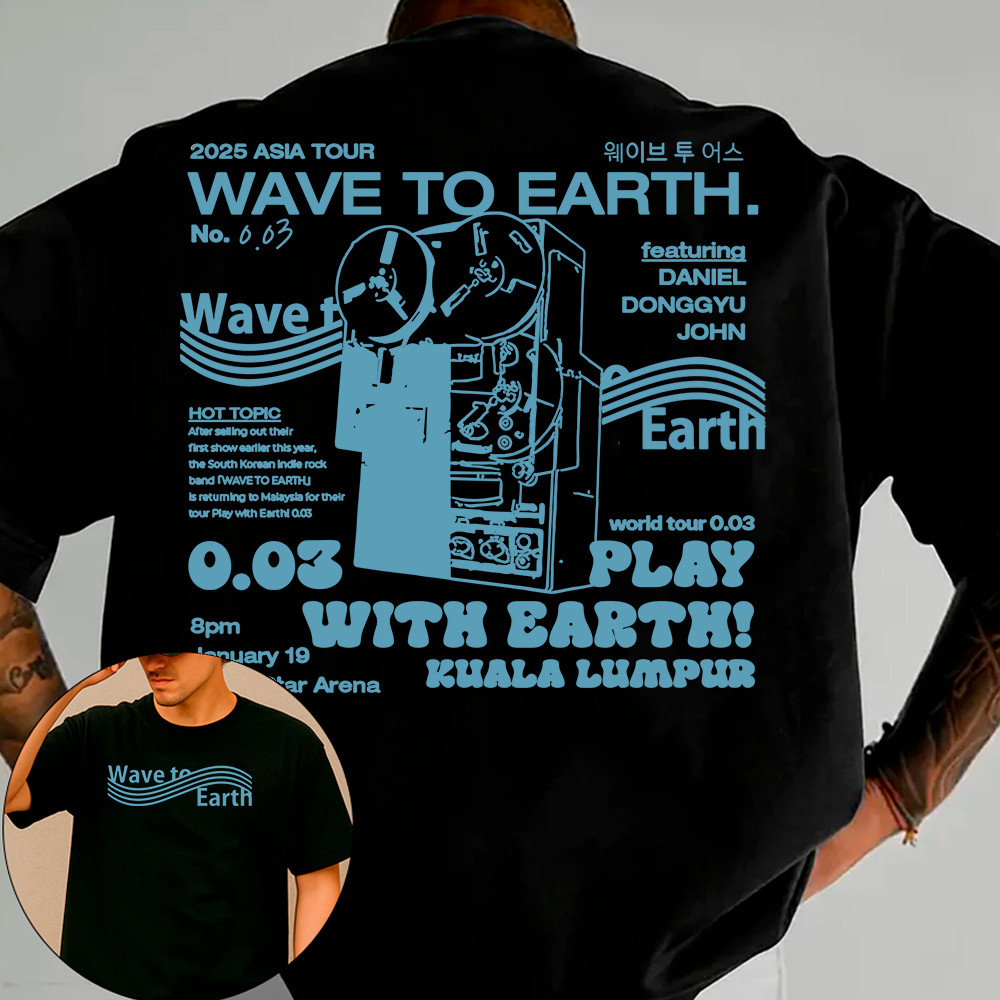 Camisa Camiseta Basica banda kpop wave to earth 2025 asia tour streetwear vintage em algodao Unissex retro