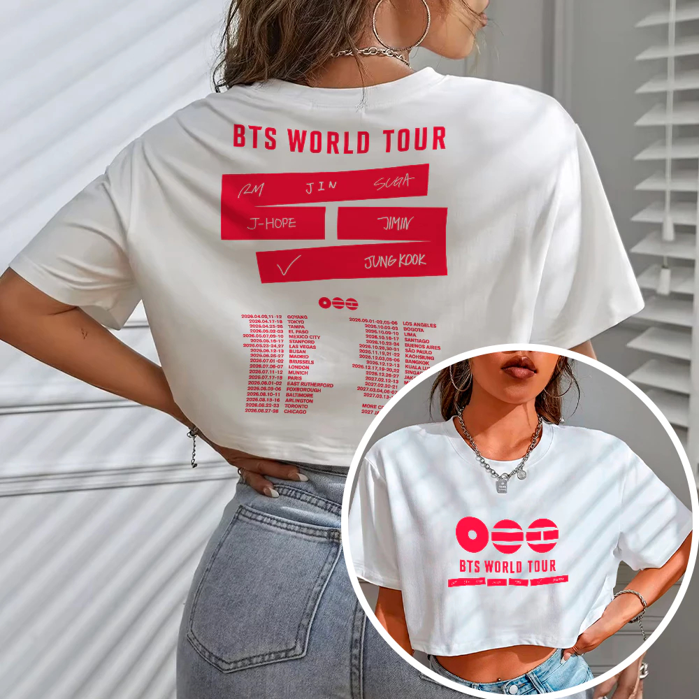 Blusa Cropped Feminino OVERSIZED Bts world tour kpop coreano verao em algodao unissex