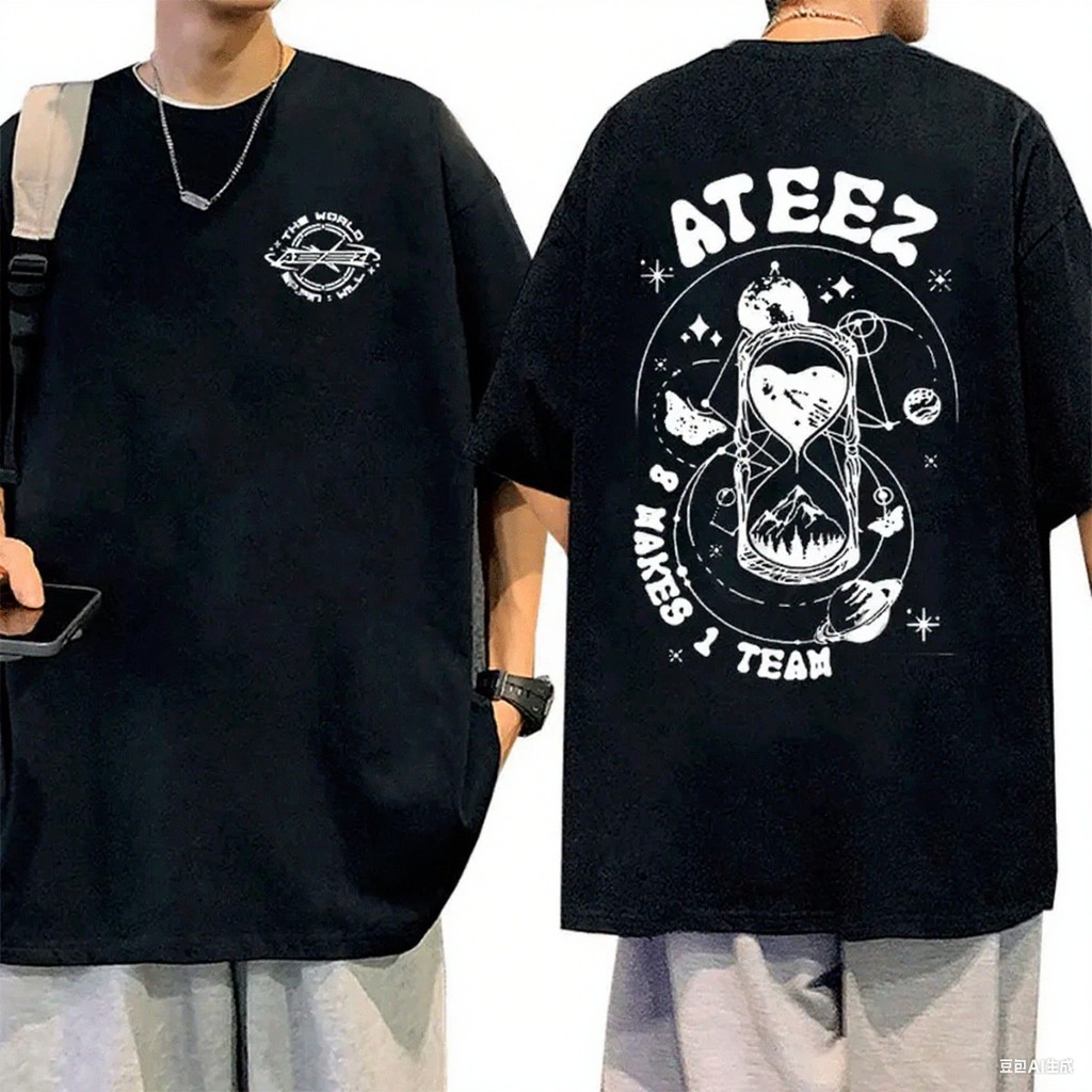 Camiseta Unissex Oversized Plus Size Feminina Masculina Basica Ateez Makes 1 Team Ep Fin Will World Tour Kpop Unissex Al