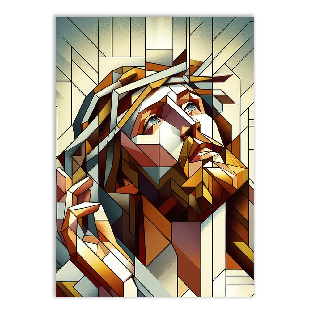 Placa Quadro Decorativo Religioso Jesus Cristo Sinal Ilustração Geométrica Poster Quarto Sala