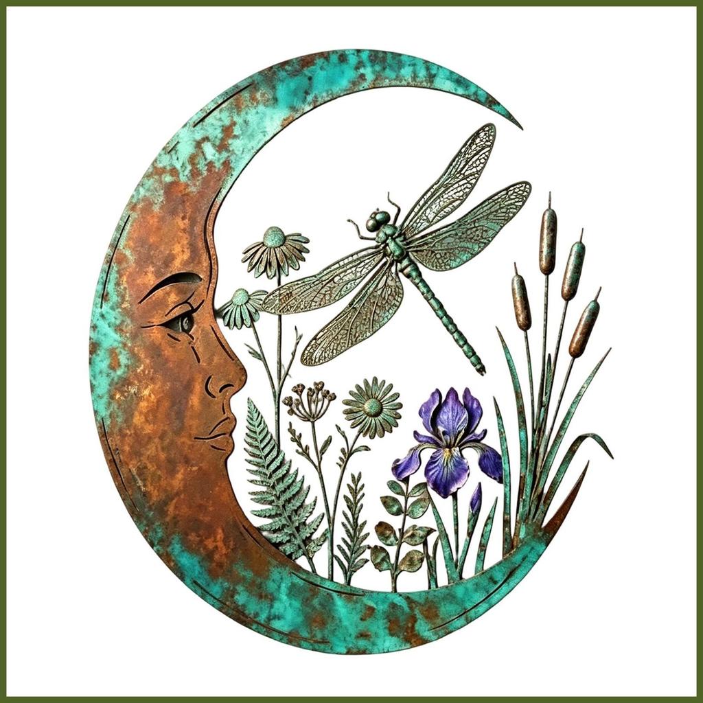 Libélula Lua Decoração De Parede Retro Metal Do Quarto Redondo Sinal Para Fazenda Interior tiankarbr